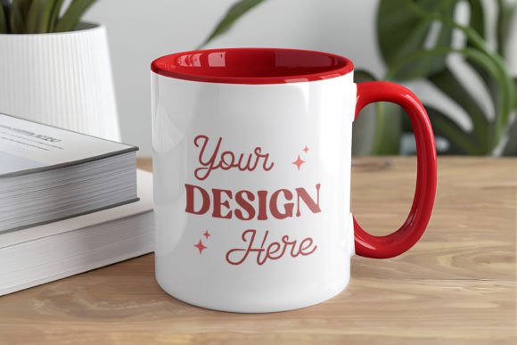 Download Coffee Mug Mockup, Red Inner &amp; Handle - Mug mockup Collection