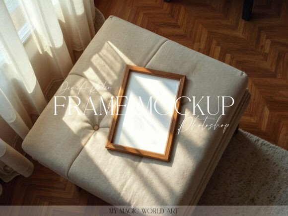 Download Psd Mockup Frame on Padding Stool - Psd mockup Collection