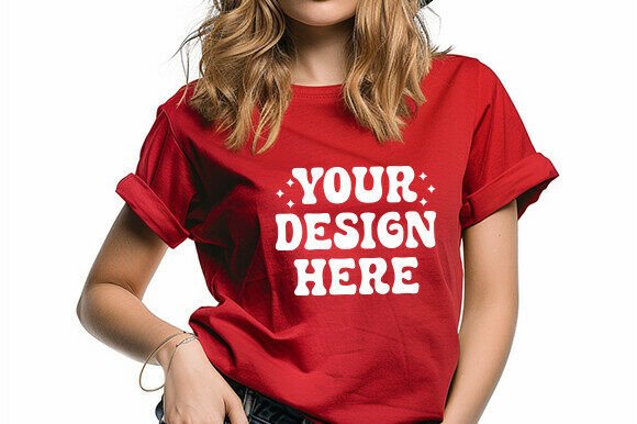 Download Black Friday Women’s TShirt Mockup Red - Premium Resources